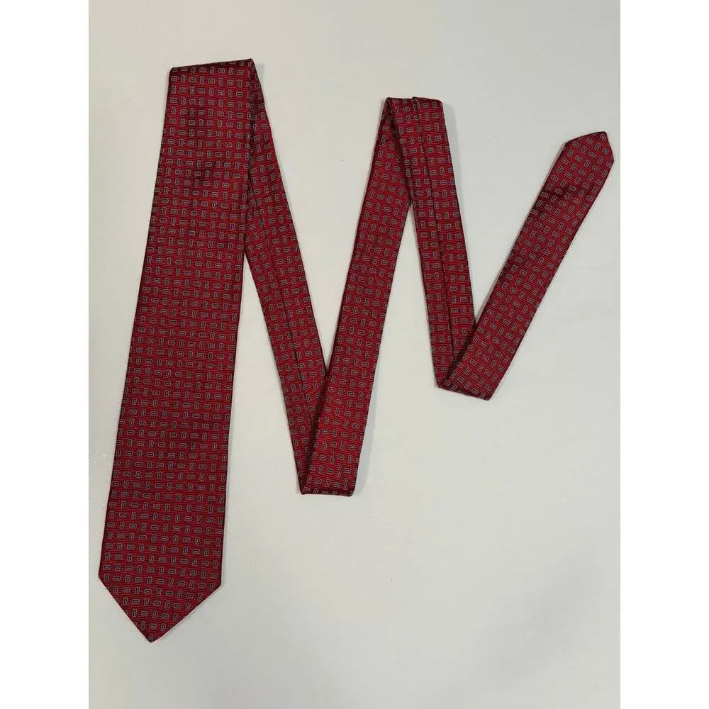 Brooks Brothers Men’s Pure Silk Geometric Tie Made In USA Necktie Classic EUC